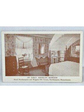 Vintage Postcard An Early American Bedroom Hotel Northampton Massachusetts